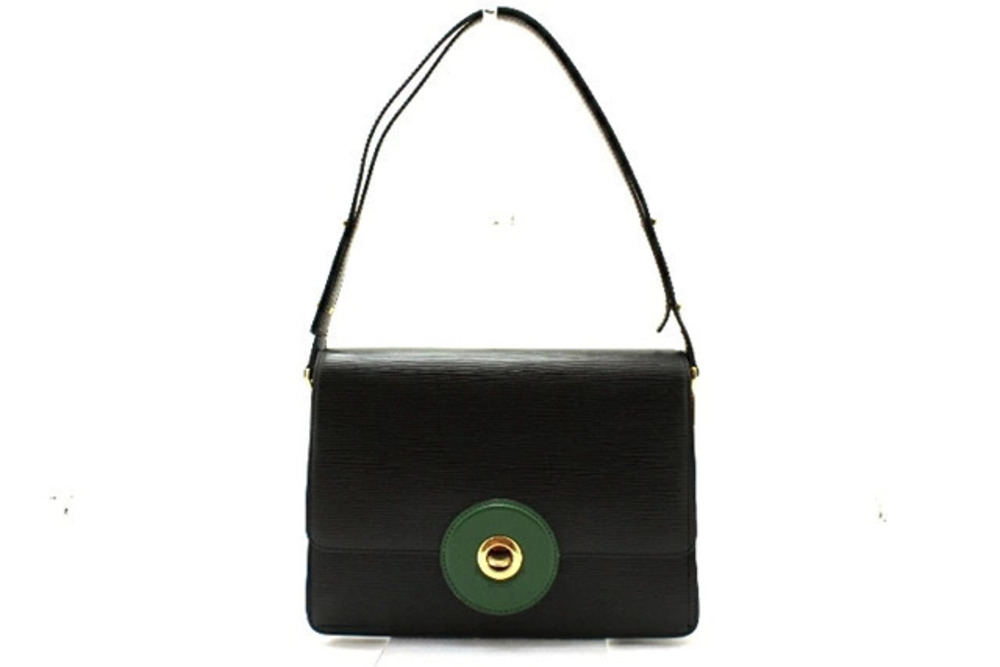 LOUIS VUITTON Shoulder Bag Run Epi Noir Black Green